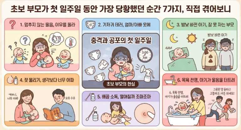 초보 부모가 첫 일주일 동안 가장 당황했던 순간 7가지, 직접 겪어보니